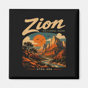 Zion nationaal park vintage retro canyon buitenact magneet