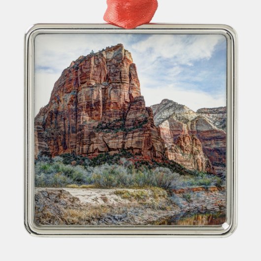 Zion National Park Angels Landing - Digitale verf Metalen Ornament (Voorkant)