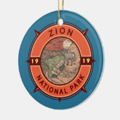 Zion National Park Bighorn Sheep Retro Compass Keramisch Ornament (Links)