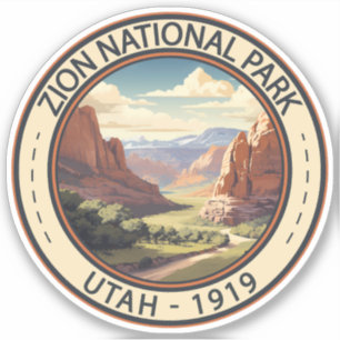 Zion National Park Illustratie Reiskunst Sticker