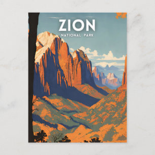 Zion National Park illustratie retro Briefkaart