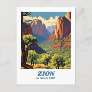 Zion National Park illustratie retro esthetisch Briefkaart
