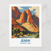 Zion National Park illustratie retro Klassiek Briefkaart (Voorkant)
