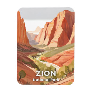Zion National Park Reis Watercolor Valley Magneet