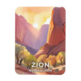 Zion National Park Reizen Waterverf Magneet