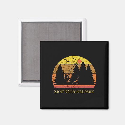 Zion National Park Retro  Magneet (Voorkant / Achterkant)