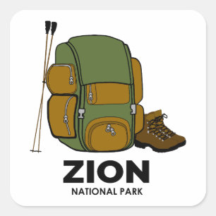 Zion National Park rugzak Vierkante Sticker