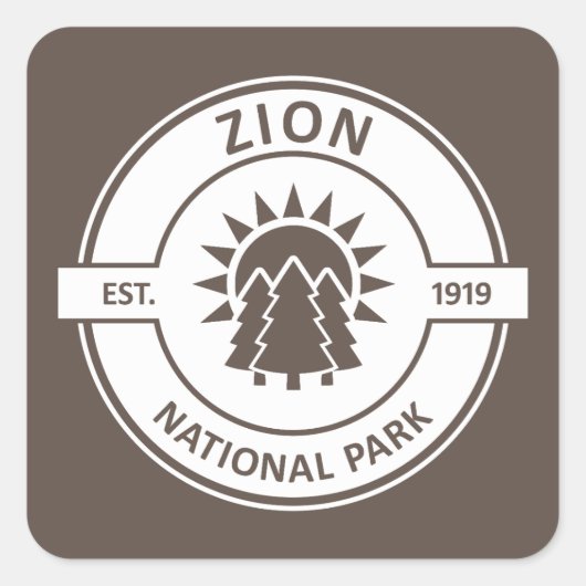 Zion National Park Sun Trees Vierkante Sticker (Voorkant)
