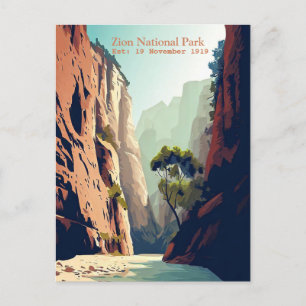 Zion National Park Utah, de waterverf van de Narro Briefkaart