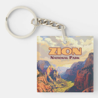 Zion National Park Utah Moab Canyon Retro Sleutelhanger