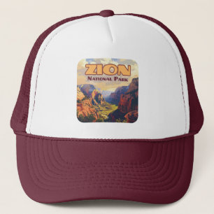 Zion National Park Utah Moab Canyon Retro Trucker Pet