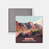 Zion National Park Utah Mountains Magneet (Voorkant / Achterkant)