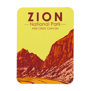 Zion National Park Utah Pine Creek Canyon Vintage Magneet