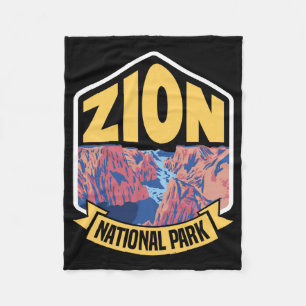 Zion National Park Utah Retro Fleece Deken
