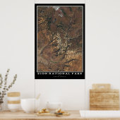 Zion National Park Utah Satellite Poster Map (Keuken)