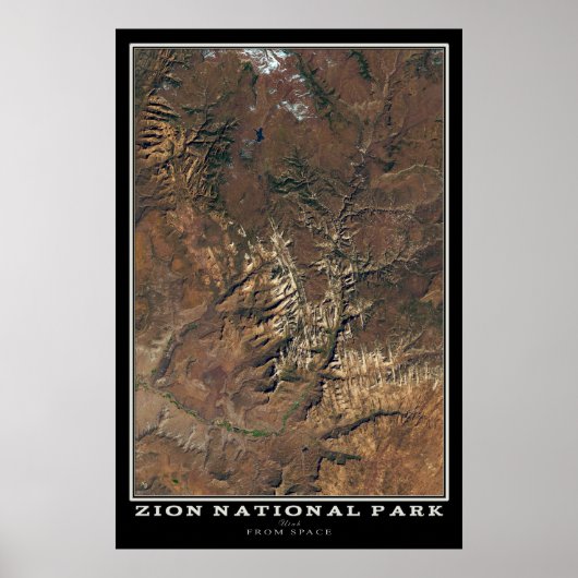 Zion National Park Utah Satellite Poster Map (Voorkant)