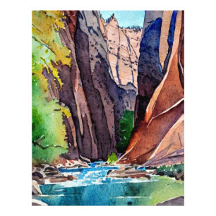 Zion National Park Utah The Narrows met een waterk Foto Afdruk