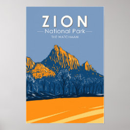 Zion National Park Utah The Watchman  Poster