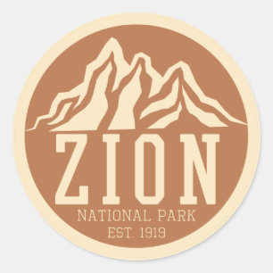 Zion National Park Utah USA Outdoor Retro Ronde Sticker