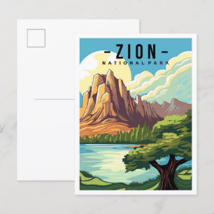 Zion National Park Utah USA Reisillustratie Briefkaart