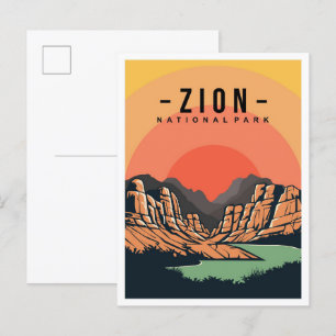 Zion National Park Utah USA Reisillustratie Briefkaart