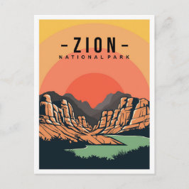Zion National Park Utah USA Travel Illustration Briefkaart