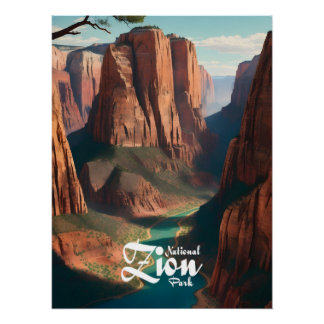 Zion National Park Utah USA Travel Poster Perfect Poster