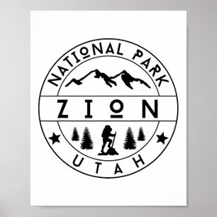 Zion National Park Utah Wandelaar Natuur Wandelen Poster