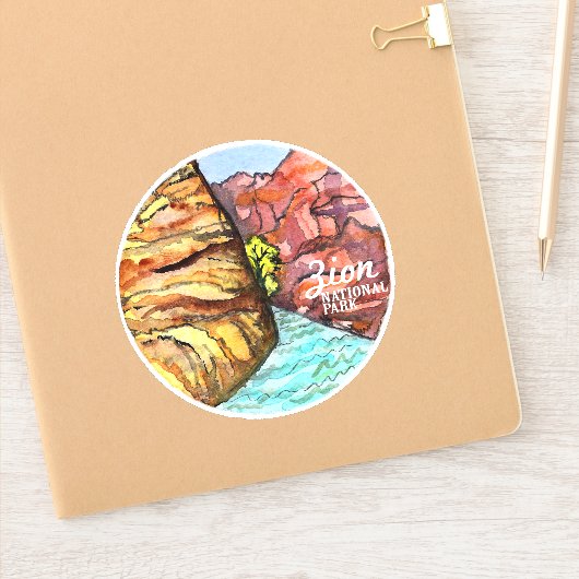 Zion National Park Utah Waterverf Sticker (Notitieboek)