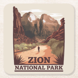 Zion National Park Vierkante Kartonnen Onderzetter