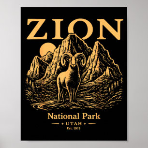 Zion National Park Wilderness Wandelen Kamperen Poster