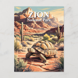 Zion Woestijnschildpad Vintage Reisstijl Aangepast Briefkaart