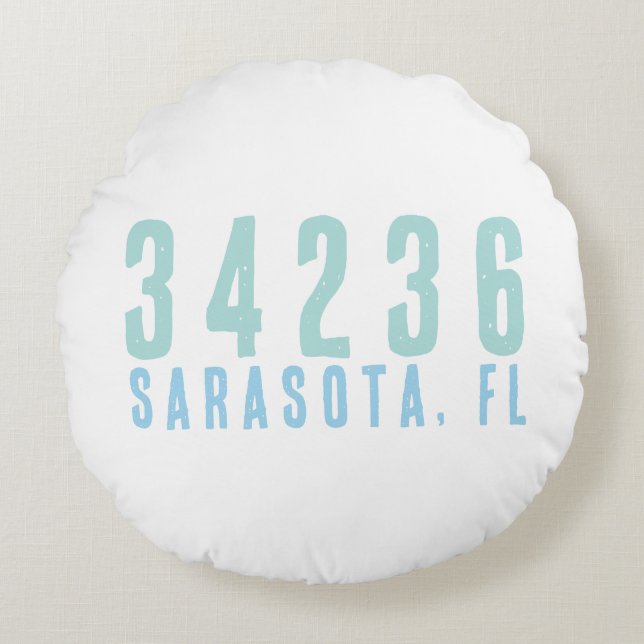 Zip Code Pillow met Stadskustblauwdruk Rond Kussen (Voorkant)