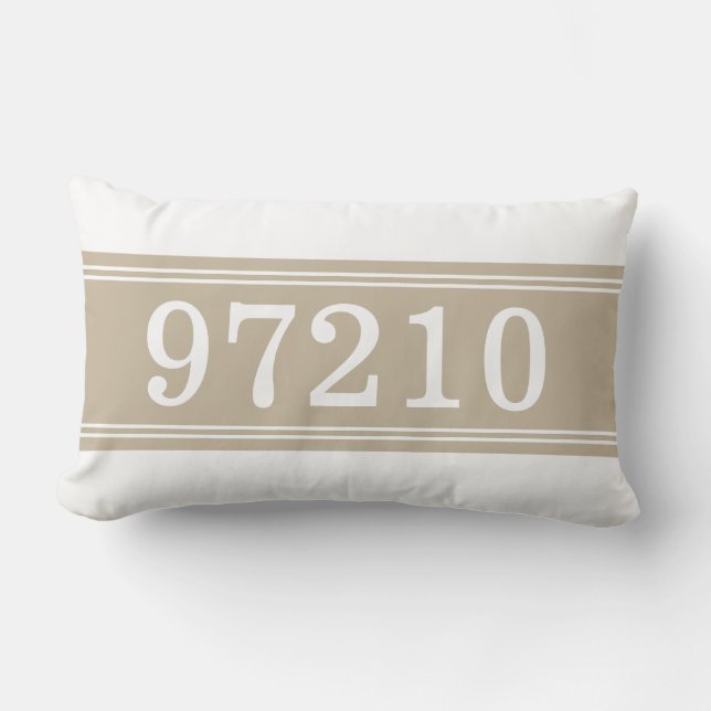 Zip Code Tan White New Home Housewarming Kussen (Voorkant)