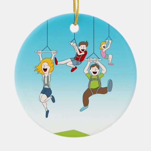 Zip Line Riders Keramisch Ornament (Voorkant)