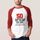Zip naar Zap 50th Jubileum Raglan T-Shirt (Voorkant)