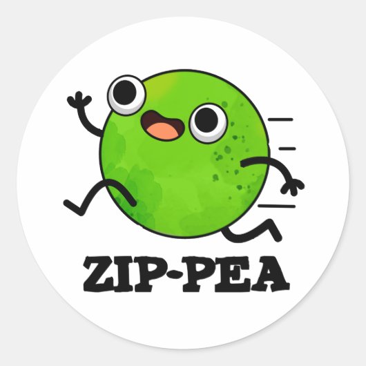 Zip-pea Funny Zippy Pea Pun Ronde Sticker (Voorkant)