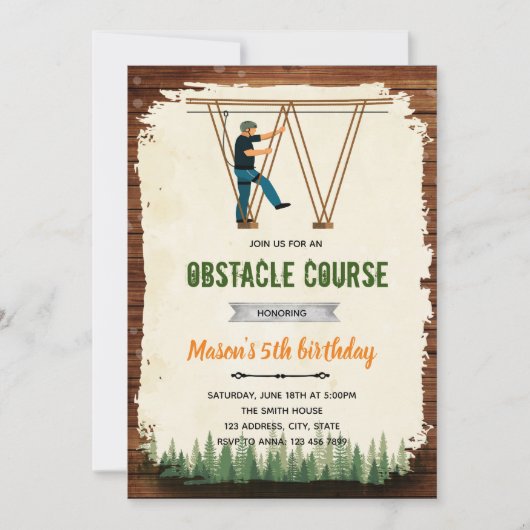 Zipline touw cursus partij uitnodiging (Voorkant)