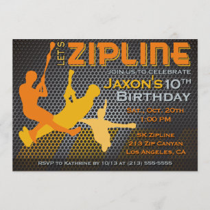 Ziplining Boys Birthday Invitation - Laten we Zipl Kaart