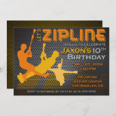 Ziplining Boys Verjaardag Uitnodiging - Let's Zipl (Voorkant / Achterkant)