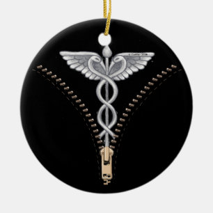 Zipper Caduceus Keramisch Ornament