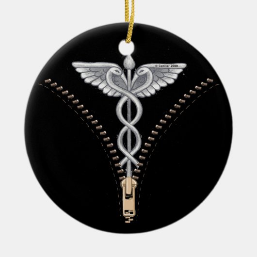 Zipper Caduceus Keramisch Ornament (Voorkant)