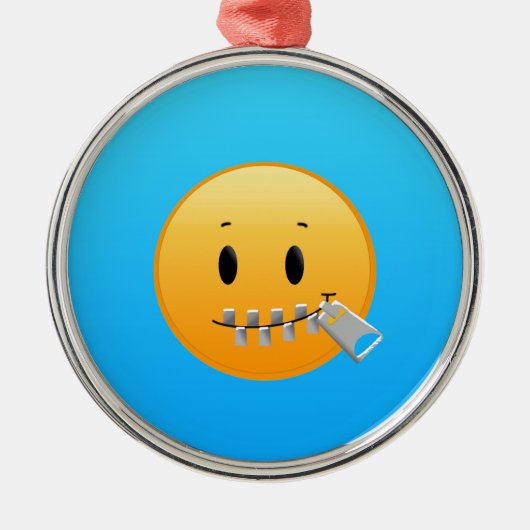 Zipper Emoji Metalen Ornament (Voorkant)