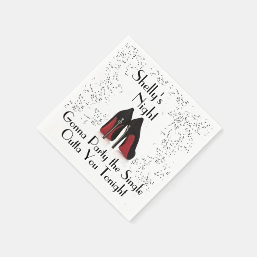Zipper Heels Bachelorette Party Single Out Napkins Servetten (Hoek)