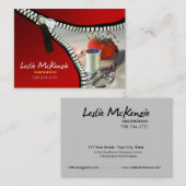 "Zipper" - Naaien, Dressmaker, Seamstress, Tailor Visitekaartje (Voorkant / Achterkant)