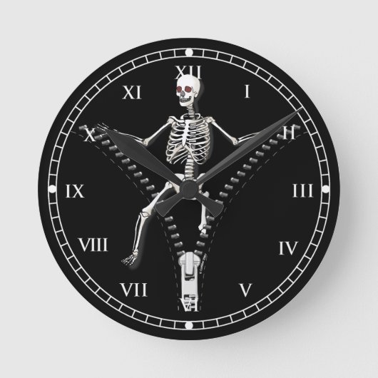 Zipper Skeleton Ronde Klok (Voorkant)
