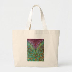 Zipper V-Pattern Tie Dye Stripes Grote Tote Bag