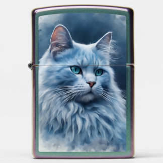 Zippo-Aansteker\Elegante Witte Kat Blauwe Ogen Art