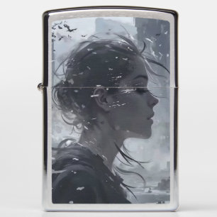 Zippo aansteker met een vrouw krijger erop geteken