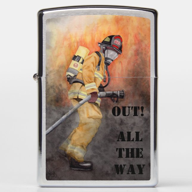 Zippo Lighter Firefighter Custom Text Option (Voorkant)